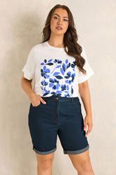 EVANS Plus Size Curve Fit Indigo Blue Denim Shorts | Evans 3