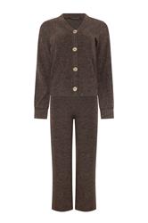 PixieGirl Petite Set Chocolate Brown Ribbed Cardigan & Wide Leg Trousers