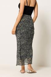 M&Co Khaki Green Abstract Print Mesh Maxi Skirt | M&Co 2