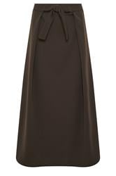 M&Co Chocolate Brown Tie Waist Midi Skirt
