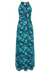 M&Co Green Floral Print Halter Neck Mesh Maxi Dress