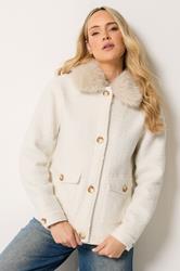 LTS Tall Women's Ivory White Faux Fur Coat | Long Tall Sally 1