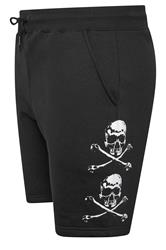 BadRhino Big & Tall Black Skull Printed Jogger Shorts | BadRhino 7