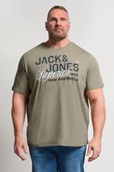 JACK & JONES Big & Tall Vetiver Green Graphic T-Shirt | BadRhino 3