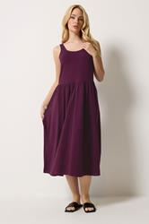 M&Co Berry Purple Sleeveless Midi Dress | M&Co 1