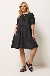 YOURS Plus Size Black Bow Front Mini Dress | Yours Clothing 1