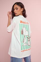 PixieGirl Petite Women's White Snoopy Matcha Graphic Cotton T-Shirt | PixieGirl 3