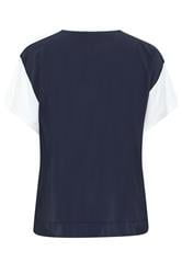 YOURS Plus Size Blue & White Contrast Sleeve Top | Yours Clothing 6