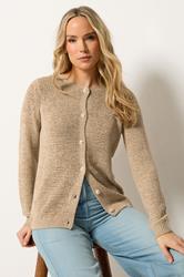 LTS Tall Women's Natural Brown Knitted Cardigan | Long Tall Sally 1