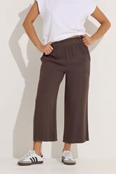 PixieGirl Petite Women's Chocolate Brown Cropped Wide Leg Trousers | PixieGirl 2