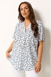 YOURS Plus Size White Ditsy Floral Notch Neck Top | Yours Clothing 3