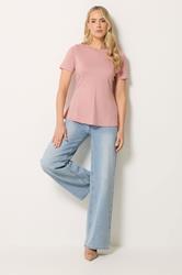 LTS Tall Women's Pink Seam Front Peplum Top | Long Tall Sally 1