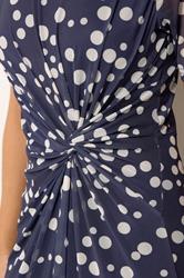 M&Co Petite Blue Polka Dot Twist Front Mesh Maxi Dress | M&Co 4