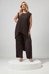 YOURS LONDON Plus Size Chocolate Brown Pleated Top | Yours Clothing 1