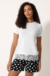 M&Co Ivory White Lace Hem T-Shirt | M&Co 3