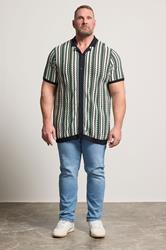 BadRhino Big & Tall Blue & Green Knitted Revere Collar Shirt | BadRhino 2