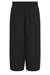 PixieGirl petite pantalones negros de gasa cortos de pierna ancha