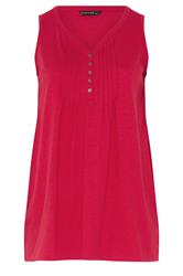 EVANS Curve Red Sleeveless Henley Top