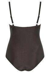 YOURS Plus Size Chocolate Brown Crossover Super Sculpt Swimsuit | Yours Clothing 6