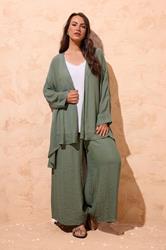 EVANS Plus Size Khaki Green Longline Cover-Up Cardigan | Evans 3