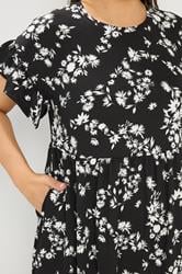 YOURS Plus Size Black Floral Frill Sleeve Maxi Dress | Yours Clothing 4