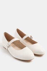 LTS Ivory White Mary Jane Low Heel In Standard Fit