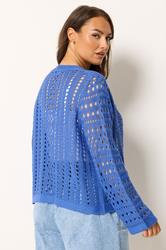 YOURS Plus Size Blue Chunky Knit Cardigan | Yours Clothing 2