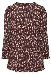 YOURS Plus Size Chocolate Brown Ditsy Floral Tunic Top | Yours Clothing 2