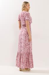 LTS Tall Women's Pink Floral Shirred Maxi Dress | Long Tall Sally 4