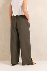 EVANS Plus Size Chocolate Brown Linen Wide Leg Trouser | Evans 2