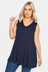 YOURS Plus Size Navy Blue V-Neck Swing Vest Top | Yours Clothing 3
