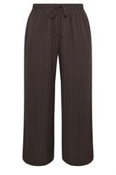 YOURS Curve Chocolate Brown Wide Leg Textured Trousers