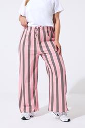 LIMITED COLLECTION Plus Size Pink Striped Wide Leg Trousers | Yours Clothing 1