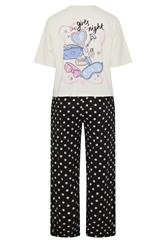 YOURS Plus Size Ivory White 'Girls Night' Polka Dot Pyjama Set | Yours Clothing 8