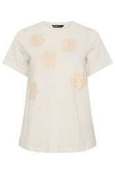 YOURS T-shirt crème à marguerites appliquées