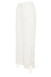 PixieGirl Petite Women's White Tie Detail Cotton Cheesecloth Wide Leg Trousers | PixieGirl 6