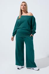 LIMITED COLLECTION Plus Size Forest Green Wide Leg Joggers | Yours Clothing 3