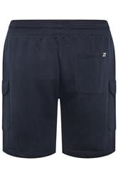 D555 Big & Tall Navy Blue Elastic Waist Cargo Shorts | BadRhino 4