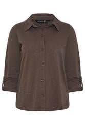 PixieGirl Petite Chocolate Brown Button Cotton Shirt