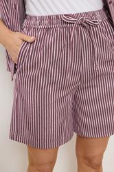 LTS Tall Women's Burgundy Red Stripe Cotton Shorts | Long Tall Sally 4