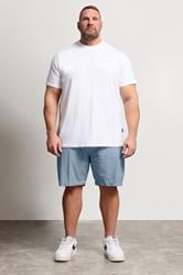BadRhino Big & Tall Chambray Blue Elasticated Waist Cotton Shorts | BadRhino 2