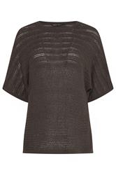 M&Co Chocolate Brown Short Sleeve Tape Knit Jumper | M&C0 5