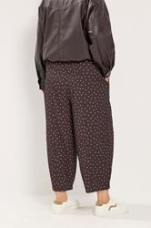 YOURS Plus Size Chocolate Brown Polka Dot Barrel Trousers | Yours Clothing 2