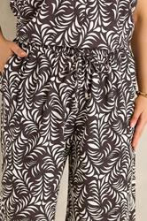 EVANS Plus Size Brown Leaf Print Linen Set | Evans 5