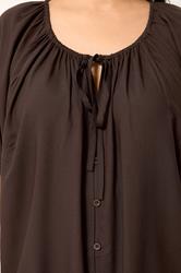YOURS Plus Size Chocolate Brown Button Through Top | Yours Clothing 4
