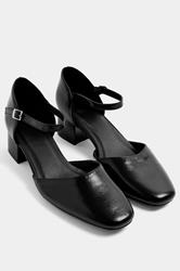 Black Square Toe Block Heels In Wide E | Yours Clothing 1
