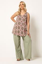 YOURS Plus Size Orange Tropical Print Vest Top | Yours Clothing 1