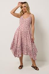 YOURS Plus Size Pink Paisley Print Hanky Hem Dress | Yours Clothing 3