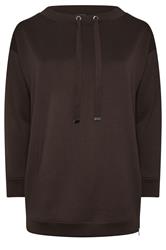 EVANS Curve Chocolate Brown Luxe Zip Detail Sweatshirt