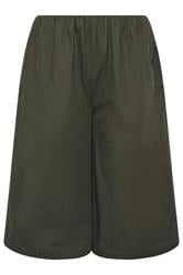 PixieGirl Petite Khaki Green Cotton Poplin Culottes